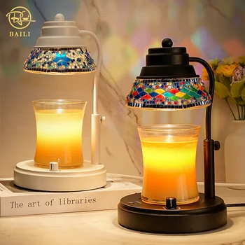Расплавленный воск BAILI, романтическая роскошная свеча, подогреватель настроения, переключатель управления светом, Галогенная лампа, Таймер GU10, Цветное стекло