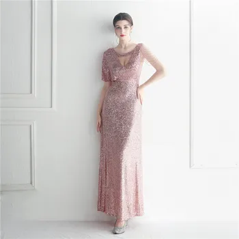 Вечернее платье DSP трапециевидной формы с круглым вырезом, расшитое блестками и бисером, длинные элегантные вечерние платья для женщин 2023 г.