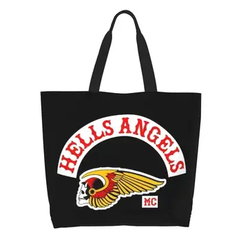 Сумка для покупок с логотипом Hells Angels World, женская забавная холщовая сумка для покупок через плечо, сумка большой емкости