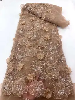 Африканская 3D Кружевная ткань для Жениха Вышивка Французская Сетчатая Кружевная ткань С блестками Нигерийский Тюль Кружевной материал для пошива вечерних платьев
