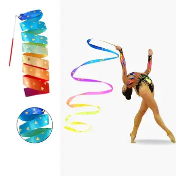 Танцевальная лента Яркая цветная лента для художественной гимнастики, очень мягкая гладкая гибкая танцевальная палочка для детского серпантина