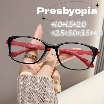 Очки для чтения с линзами TR90 HD, Модные Очки для пресбиопии, блокирующие синий свет, Мужские И женские Квадратные прозрачные очки для дальнего обзора,