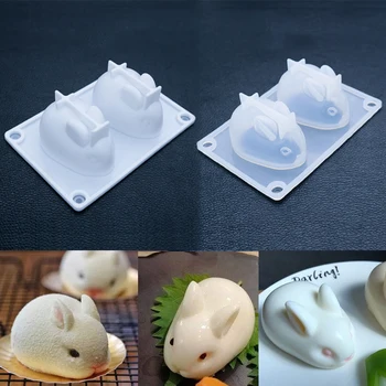 3D Формы для выпечки Инструменты Форма для кролика Мусс Десерт Желе Форма для мороженого из гибкого силикона Для выпечки конфет Шоколад Кухонные принадлежности