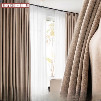 100% Затемняющие шторы Linen Look для спальни, оконные шторы для гостиной, сшитые на заказ, удлиненные современные жалюзи, плотные шторы