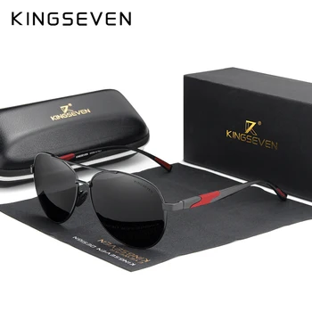 Дизайнерские мужские солнцезащитные очки KINGSEVEN, поляризованные алюминиевые очки-пилоты для женщин, модный стиль UV400, Gafas De Sol