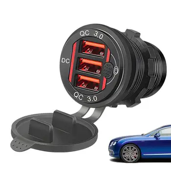 Автомобильное зарядное устройство USB QC 3.0 Блочное зарядное устройство с 3 USB-портами и переключателем Аксессуары для интерьера автомобиля Для зарядки Штепсельная вилка автомобильного зарядного устройства для