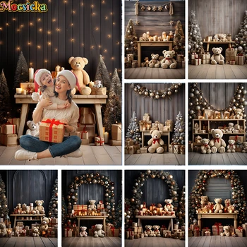 Фон для фотосъемки Mocsicka Зимний Рождественский Магазин сладостей Медведь Детская Семейная вечеринка Фон для портретного декора Фотостудии