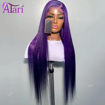 13x6 Темно-фиолетовый кружевной Фронтальный парик из человеческих волос Прозрачный Прямой кружевной фронтальный парик 13x4 для женщин Бразильский парик с кружевной застежкой 5x5