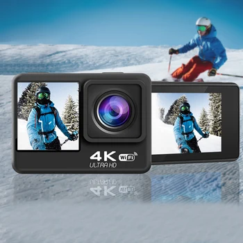 WIFI Motion Camera Водонепроницаемая Цифровая Видеокамера 4K 60FPS EIS 16MP с Двойным IPS Экраном для Дайвинга На Мотоцикле