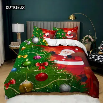 Пододеяльник с Санта-Клаусом или лосем, комплект постельного белья Full Queen для мальчиков и девочек, подарки, покрывало из микрофибры в спальню с наволочками
