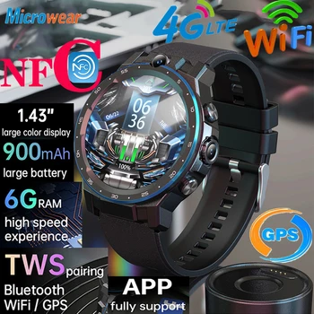 Новые 6 ГБ + 128 ГБ Смарт-часы 4G GPS Wifi С Двойной камерой 24H Heartrate Спортивные Мужские Смарт-часы Blue Tooth Call Для Женщин С Двойной системой Музыки NFC
