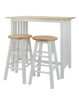 Набор для завтрака из 3 предметов из массива дерева - Белый стол и стулья, кухонный стол и стулья, обеденный стол