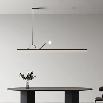 Дизайнерская минималистичная ресторанная люстра, современная простая творческая индивидуальность, скандинавская барная стойка, столовая, светодиодная лампа с длинной полосой