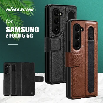 для Samsung Galaxy Z Fold 5 5G Case Nillkin Aoge Полное Покрытие Роскошный Кожаный Чехол Слот для ручки Бизнес-кейс для Samsung Z Fold 5 Case