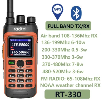 Radtel RT-330 Gps Bluetooth App Программирование Ham Walkie talkie10 Вт Мощность Полный диапазон 136-520 МГц TX RX Air Band Прием NOAA USB C