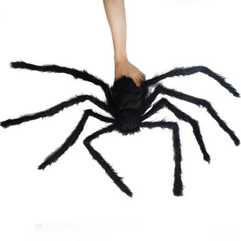 1шт 30 см, 50 см, 75 смсупер большой плюшевый паук из проволоки и плюша черного и разноцветного цвета для украшения вечеринки или Хэллоуина