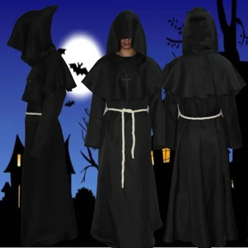 Средневековая монашеская ряса, косплей костюм на Хэллоуин, костюм священника, косплей наряд на Хэллоуин, костюмы для женщин