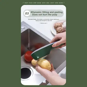 Овощечистка с контейнером Многофункциональный нож для фруктов из нержавеющей стали с ящиком для хранения овощей и аксессуаров для домашней кухни