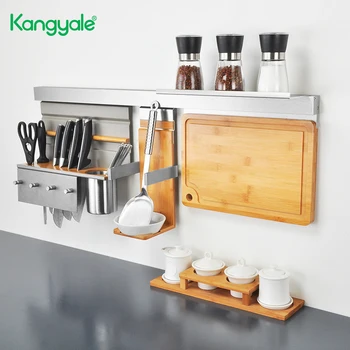 Многофункциональная кухонная стойка Kangyale, настенная стойка из алюминиевого сплава, суповая ложка, разделочная доска, стеллаж для хранения