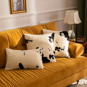 INS Чехол для подушки с принтом коровы, мягкая пушистая наволочка для дивана, офисная поясная задняя крышка для дома, гостиной, Декоративная