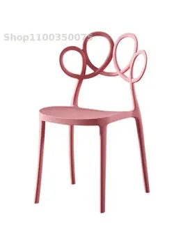 Скандинавский пластиковый стул, обеденный стул с толстой спинкой для взрослых, Сетчатый Красный стул для кафе с молочным чаем, стул для отдыха на открытом воздухе, стол для переговоров и стул