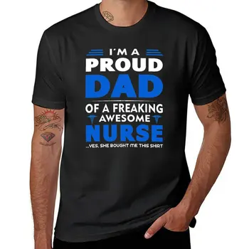 Новая футболка PROUD DAD OF A NURSE, забавные футболки, летний топ, летняя одежда, белые футболки для мальчиков, мужские футболки чемпиона