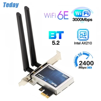Настольный Wi-Fi 6 для Intel AX210 PCIe WiFi Адаптер Bluetooth 5,2 3000 Мбит/с 2,4 G 5G 6G 802.11ax AX210NGW Беспроводная карта WiFi 6E