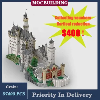MOC City Architecture Street View Замок Нойшванштайн, набор строительных блоков, сборка, коллекция игрушек и подарков White Castle