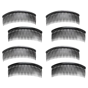 Черный пластиковый зажим для гребня для волос с 24 зубьями, 8 шт. для леди-девушек
