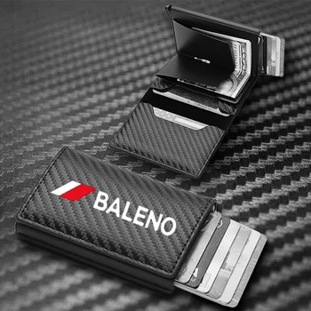 Деловой кошелек из коричневой кожи с держателем Rfid-карты из углеродного волокна для Suzuki Baleno Celerio Jimny SX4 S-Cross Grand Vitara