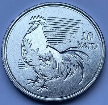Океания 2004, Вануату, 10 Тува, Китайский Знак Зодиака с Петухом, Памятные алюминиевые монеты, Редкие 25 мм