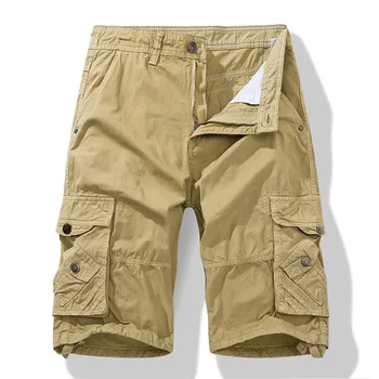 Новые мужские тактические свободные шорты-карго Летние военные с множеством карманов Хлопчатобумажные Камуфляжные короткие брюки Homme