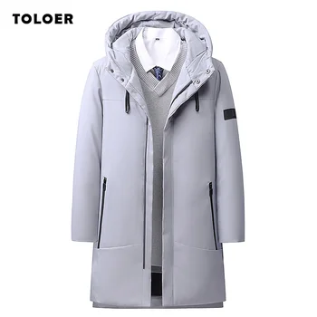 Зимняя мужская длинная парка 2023, пальто в деловом стиле, толстая теплая мужская длинная куртка с капюшоном, Ветрозащитная верхняя одежда, пальто размера плюс 8XL