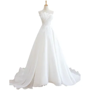 18154 # Элегантное Белое Свадебное Платье А-силуэта Без Рукавов с Плиссированным Верхом, Длинное Многослойное Свадебное Платье для Женщин Vestido De Noiva 2023