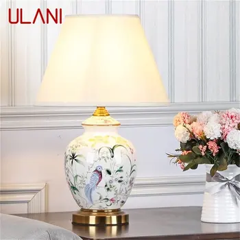 Керамический диммер для настольной лампы ULANI, современная роскошная светодиодная настольная лампа с белым рисунком для дома