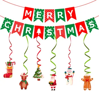 Набор баннеров с Рождеством Христовым, Спиральная подвеска, Рождественские украшения для дома 2023 Navidad, Рождественский Вихревой декор потолка, Новый год 2024
