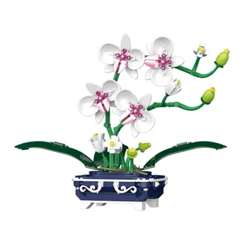 Букет цветов орхидеи Moc, мини-строительные блоки, Город, романтическое украшение дома, Кирпичи для друзей, игрушки для детей, подарок для девочек