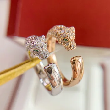 Новые горячие Брендовые Винтажные кольца с бриллиантами, роскошные ювелирные изделия для женщин, дизайнерские кольца, Леопардовые джунгли, стерлинговое серебро 925 пробы, вечерние женские кольца
