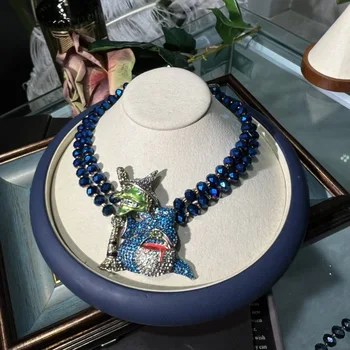 винтажное хрустальное ожерелье с подвеской ведьмы
