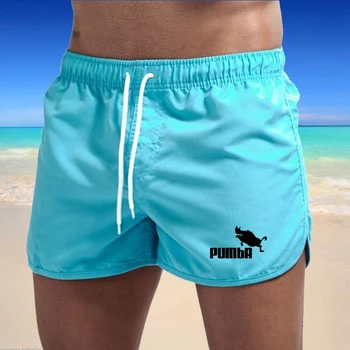Летние мужские пляжные шорты с принтом, повседневные фитнес-дышащие тренировочные свободные мужские спортивные штаны на завязках