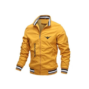Весенне-осенняя мужская повседневная куртка 2023, новое однотонное пальто на молнии со стоячим воротником, легкая модная высококачественная мужская одежда