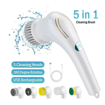 Электрическая щетка для чистки, щетка для мытья ванной комнаты, Многофункциональный инструмент для чистки кухни, перезаряжаемый через USB для кухонного инструмента в ванной комнате.