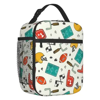 Сумки для ланча с термоизолированным рисунком в стиле регби, женская Многоразовая сумка для ланча для школы, офиса, уличной многофункциональной коробки для еды