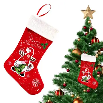 Рождественские чулки Санта-Клауса с гномами, Рождественские Чулки, Подарок Санта-Клауса, Переносной камин, Чулки, Носки, украшение на Рождество