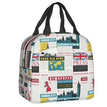 Изолированная сумка для ланча с британским рисунком, символ Соединенного Королевства, сменный термоохладитель, ланч-бокс для женщин, детские сумки-тоут.