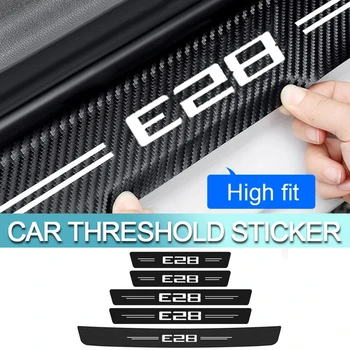 Накладка на порог автомобиля из углеродного волокна для BMW E28 с логотипом, Защитная наклейка на задний бампер багажника, полоски пленки против царапин, украшение