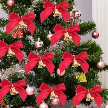 10шт Красная Рождественская елка, банты, украшения, Нежный Рождественский колокольчик, украшение свадебной вечеринки, Подарочная упаковка, бант