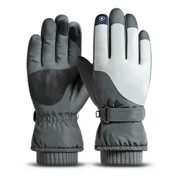 Зимние перчатки, теплые Толстые снежные перчатки, Ветрозащитные Водонепроницаемые Лыжные перчатки с поводками на запястьях Для мужчин И женщин, перчатки для холодной погоды