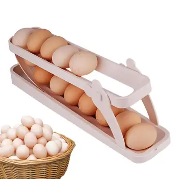 Диспенсер для яиц в холодильнике 2-Уровневый Автоматический Диспенсер для яиц в холодильнике с прокруткой Gravitys Track Коробка для хранения яиц Контейнер-органайзер