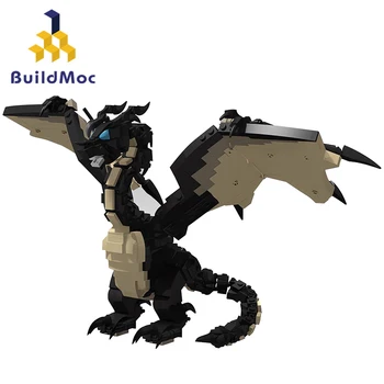 BuildMoc Набор Строительных Блоков Evil Flame Wing Black Dragon, Модель Дисплея Для Игры Dragons И Кирпичей Dungeonsed, Игрушка В Подарок На День Рождения